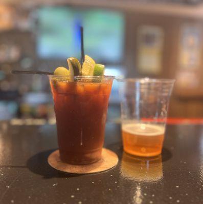 Bloody Mary with Lakefront Brewery chaser.