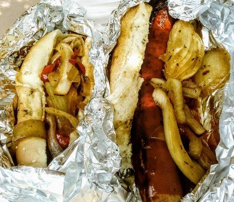 Polish Sausage and Hebrew National Kosher Hot Dog