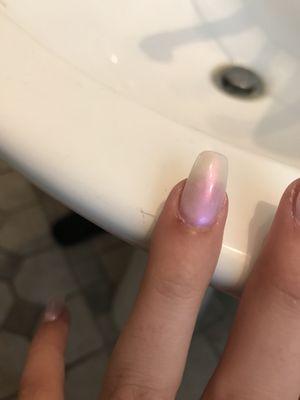 My cuticle that was cut and bleeding in the salon, lady didn't do anything.