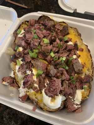 Loaded baked potato with brisket