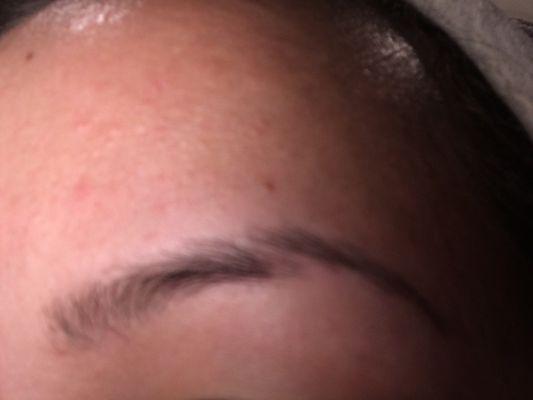 A huge middle chunk of my left brow was threaded out