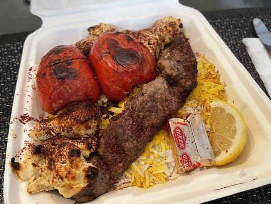 #6 = Chicken Breast + Khoobideh, roasted tomato, saffron rice, and plenty of sumac