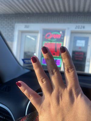 Gel manicure in Mocha Cherry