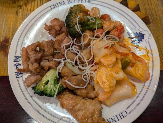 One plate of food at China Buffet, Salisbury