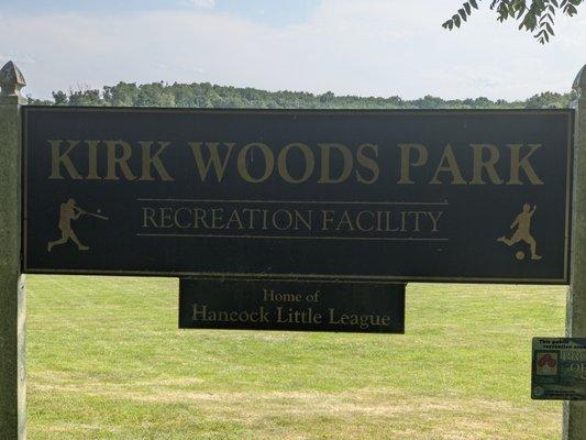 Entrance to Kirkwood Park, Hancock