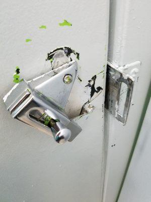 Broken locks on doors