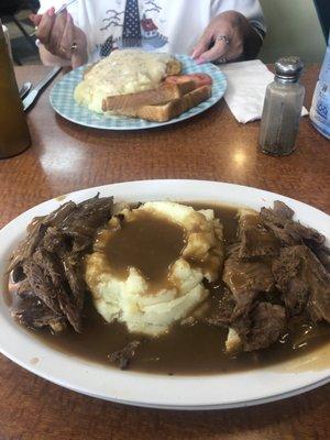 Open Face Hot Roast Beef and Country Fried Steak