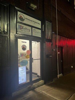 Storefront at night