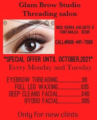 Eyebrow threading, body wax,facial