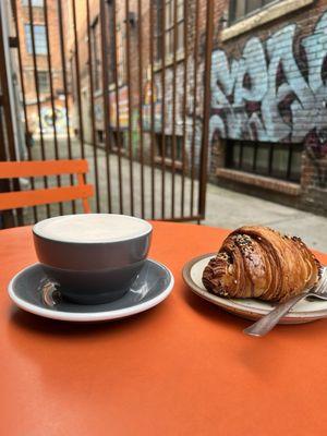 Hot chai and croissant