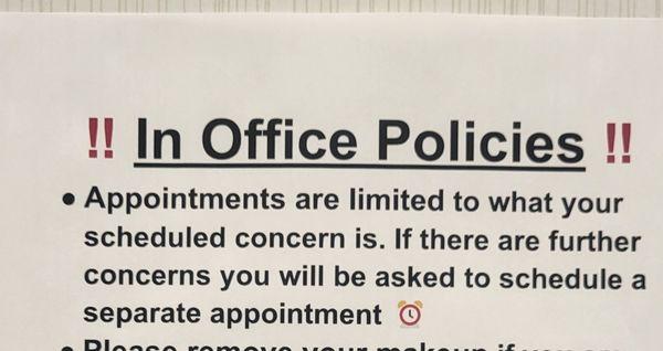 Once concern per appointment office policy