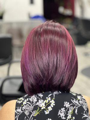 Red purple bob cut