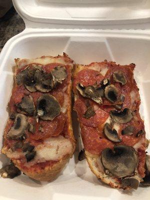 French bread pizza with mushrooms