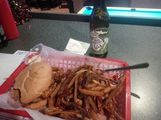 Pulled chicken sandwich with Downey Ocean Fries