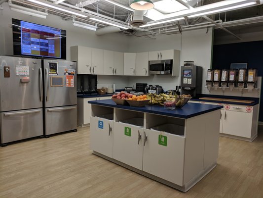 The 15th floor kitchen is great for big groups and has amazing views of the Charles river.