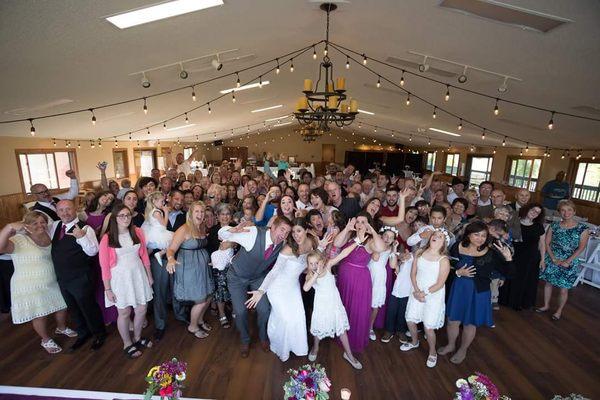 The DJ got everyone on the floor for some group pictures then immediately went into "Shout!" Since everyone was on the dance floor already!