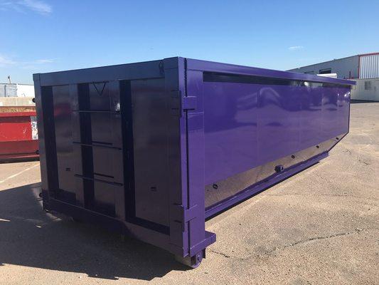 30 yard roll off container painted purple