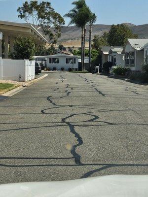 This is Sun Communities' definition of  road repairs in Rancho Alipaz, So. California. Terrible, terrible company. Stead clear of buying in.