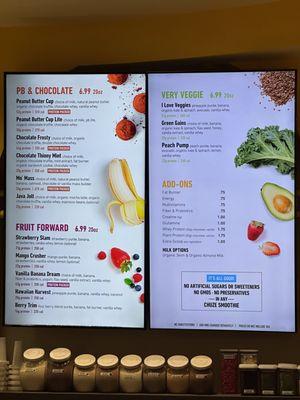 Smoothie Bar Menu