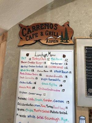 Grill name and menu