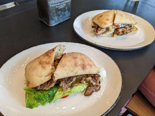 Brisket and chicken tsatziki sandwiches