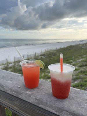 Tiki drink and strawberry colada