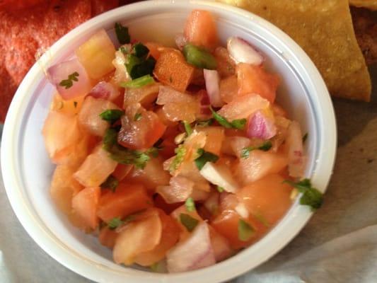 The salsa on the "chips and salsa" menu item is fresh pico.  Very good!