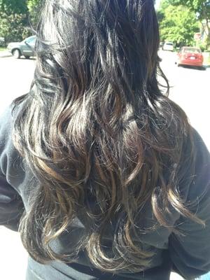 DreamCatchers Hair Extensions by Naomi at Justin's Salon Studio. My natural length is a few inches below my shoulders.