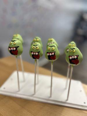 Slimer cake pops