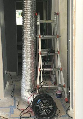 Duct Blaster with DG 700 Manometer measuring duct leakage.