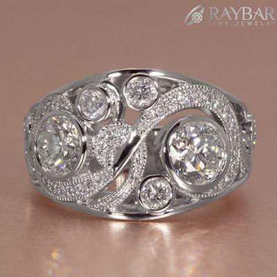 Custom Platinum & Diamond Restyle Scroll Ring  **Ring made and photographed by RAYBAR**