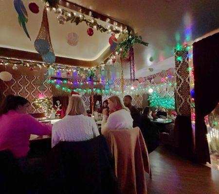 Upstairs bar, decked out for the holiday season