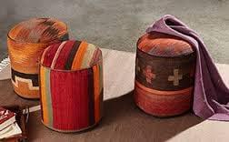 One of a kind Kilim poufs and pillows in different sizes and fabrics