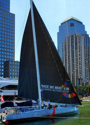 Climate Action Now! - Greta Thunberg's yacht today at WFC for climate awareness. 8/29/2019