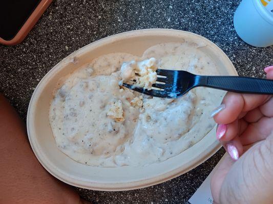 Sausage gravy and biscuits