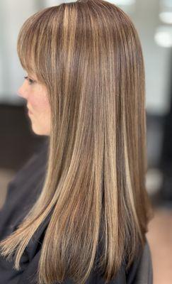 Reverse balayage on straight hair