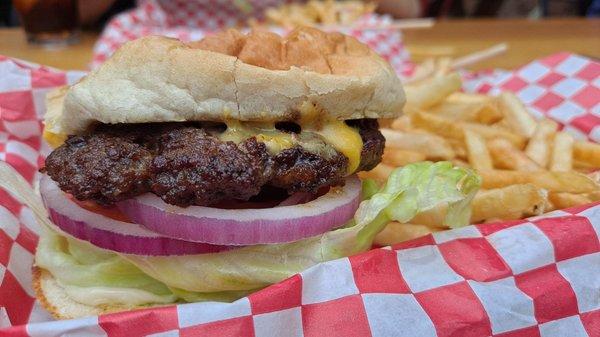 Well done burger with that perfect sear