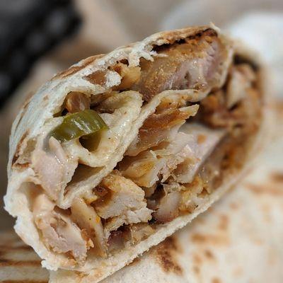 Shawarma wrap - traditional Damascus style with garlic sauce and pickles