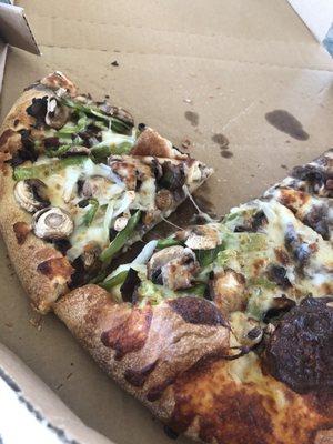 Philly cheesesteak pizza.