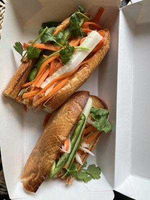 Fried tofu, vegetarian, bahn mi.  Wonderful texture and flavors.