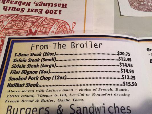 look at those prices. get the t-bone. def best $20 you'll spend