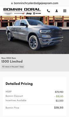 Advertised price of the truck