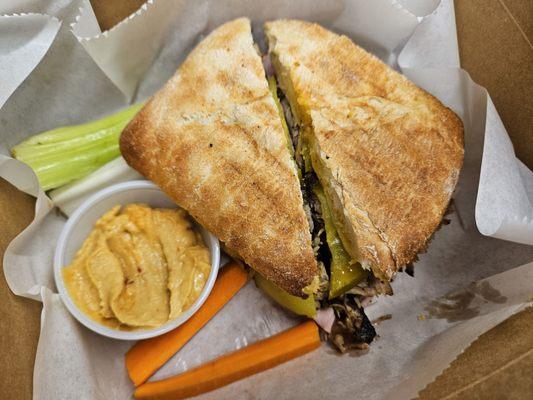 Panini with veggies & dip