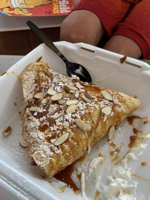 Almond banana caramel crepe