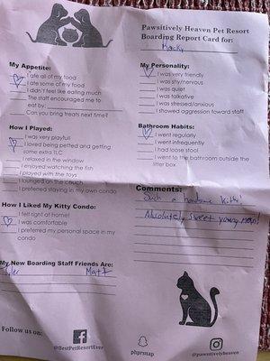 Rock's report card-he passed with flying colors!