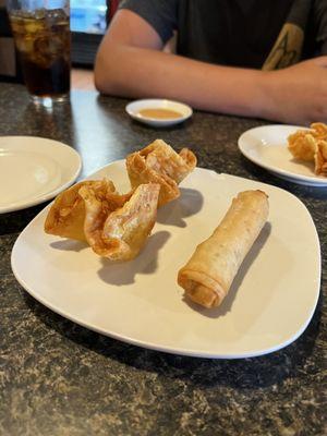 Crab Rangoon and special roll