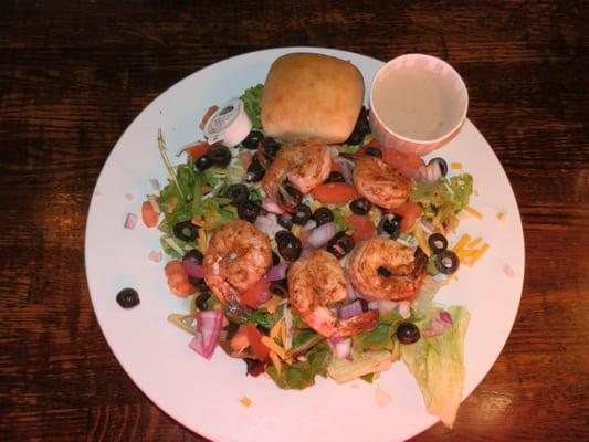 Fire Cracker Shrimp Salad with BBQ Bleu Cheese Dressing