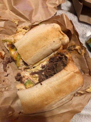 Steak & Cheese Melt the bread is old it's not even melted since the worker shoved both into one small bag