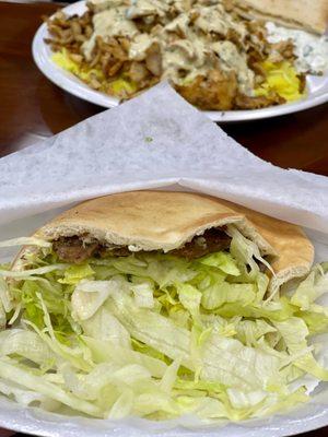 Gyro sandwich & chicken gyro platter