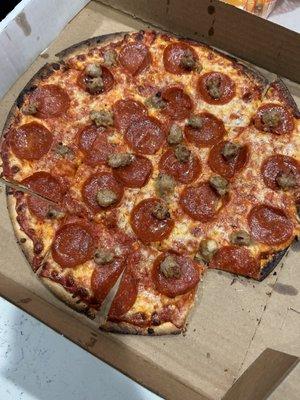 12" pepperoni and sausage